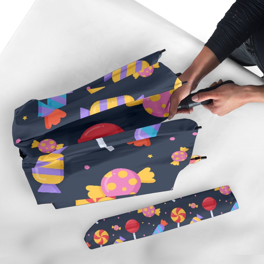 Candy Pattern Print Automatic Foldable Umbrella-grizzshop