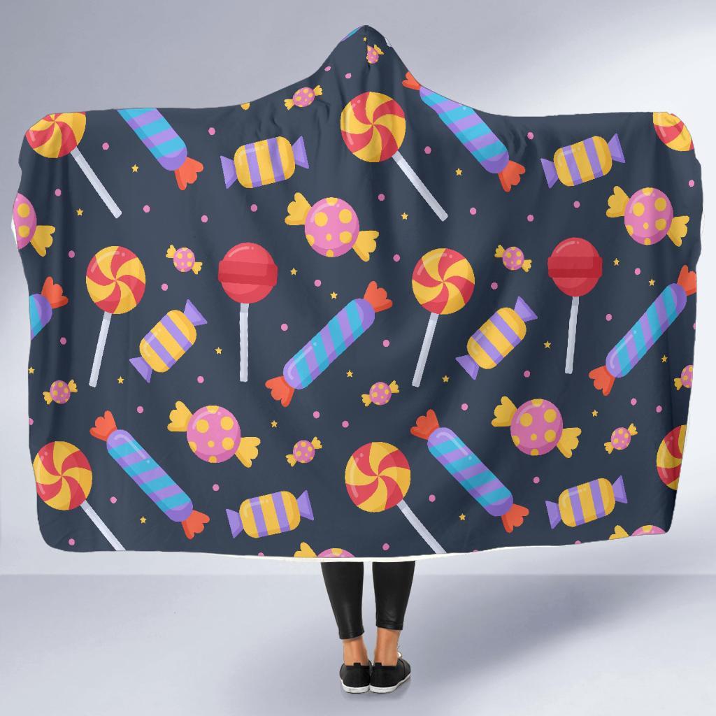 Candy Pattern Print Hooded Blanket-grizzshop
