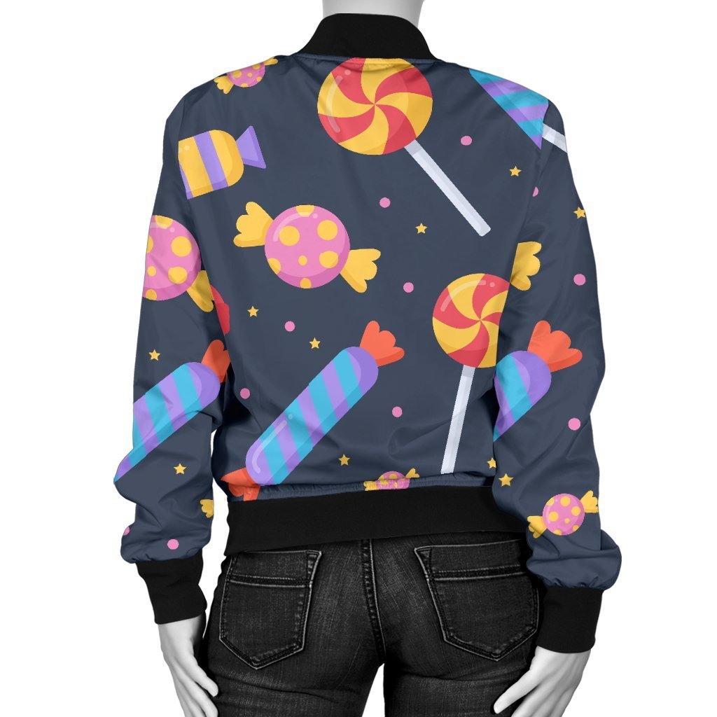Candy Pattern Print Women Casual Bomber Jacket-grizzshop