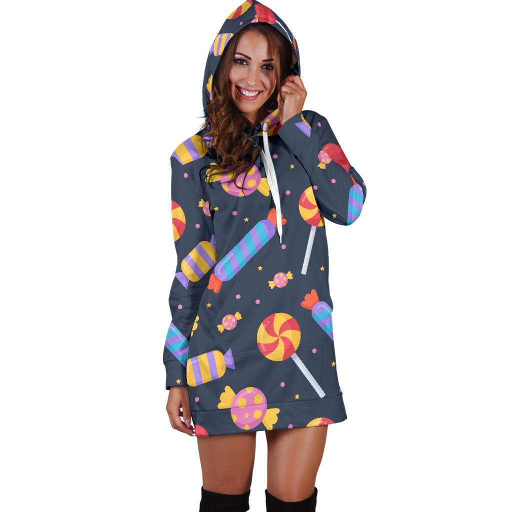 Candy Pattern Print Women Hoodie Dress-grizzshop