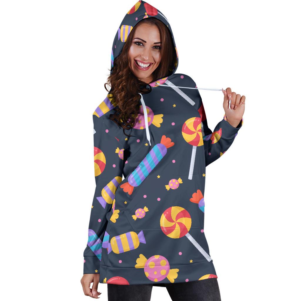 Candy Pattern Print Women Hoodie Dress-grizzshop
