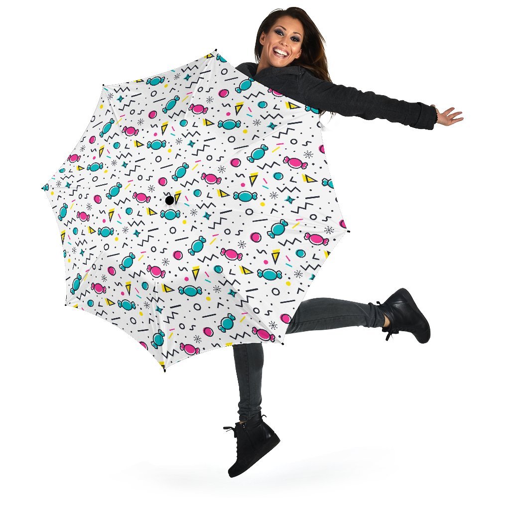 Candy Print Pattern Automatic Foldable Umbrella-grizzshop