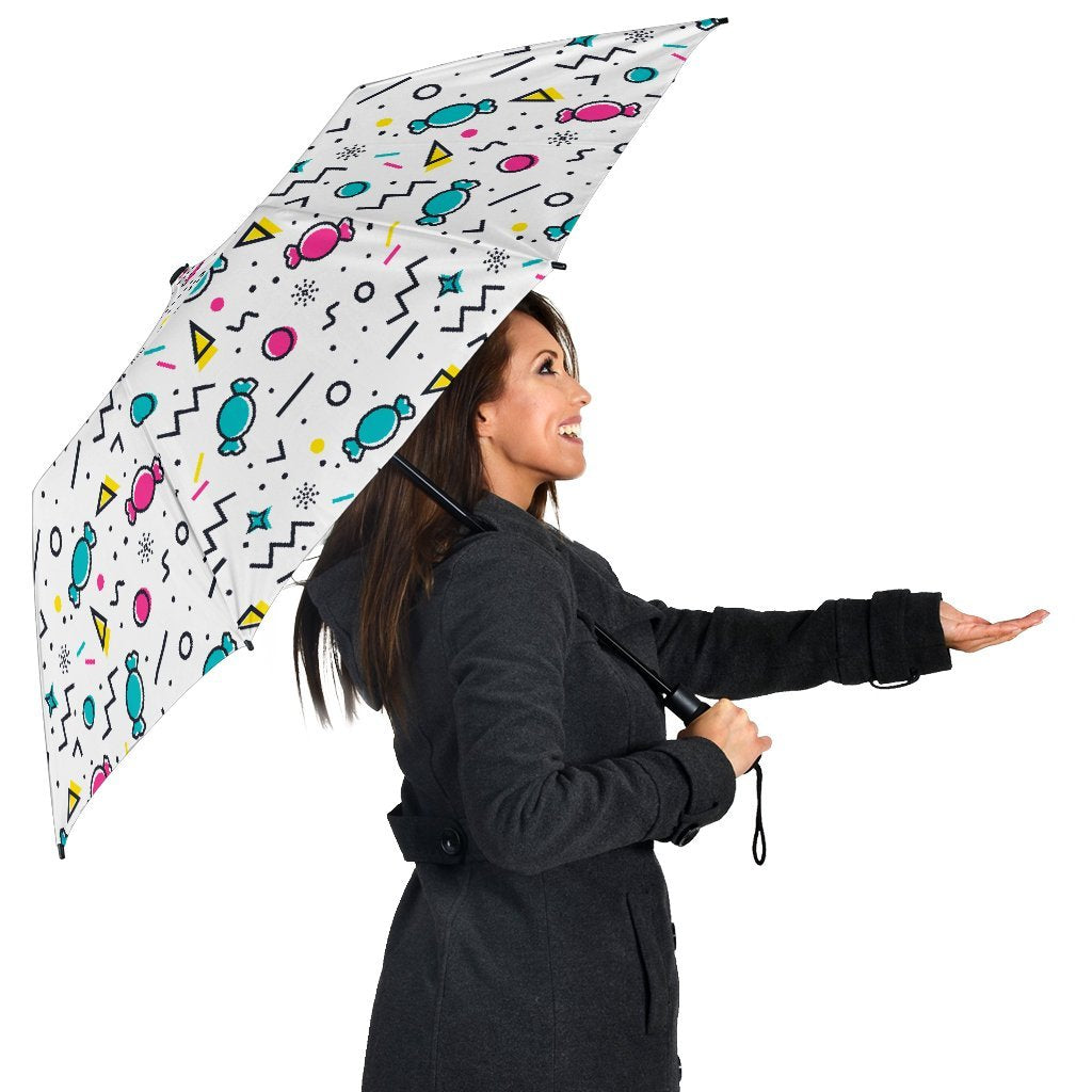 Candy Print Pattern Automatic Foldable Umbrella-grizzshop