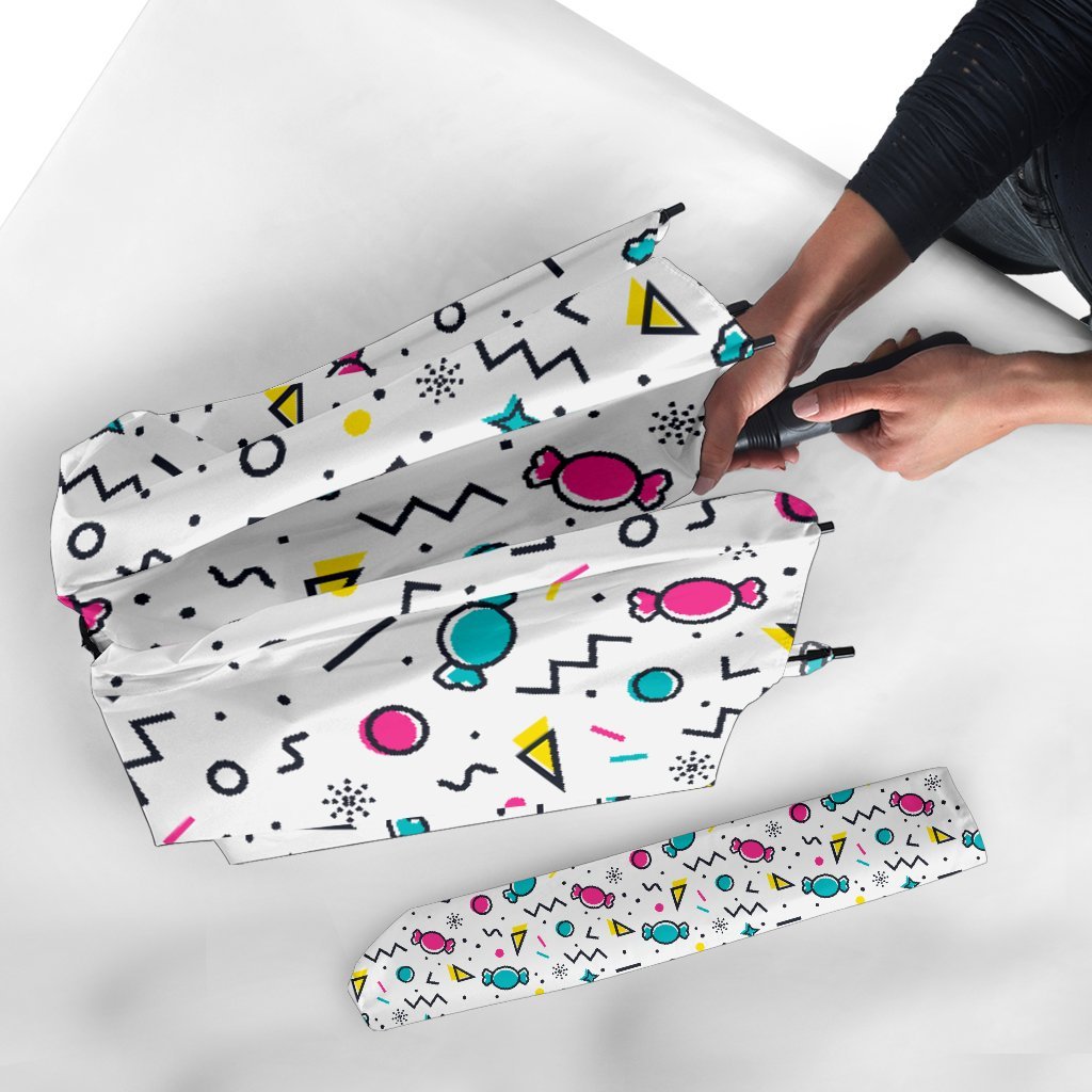 Candy Print Pattern Automatic Foldable Umbrella-grizzshop