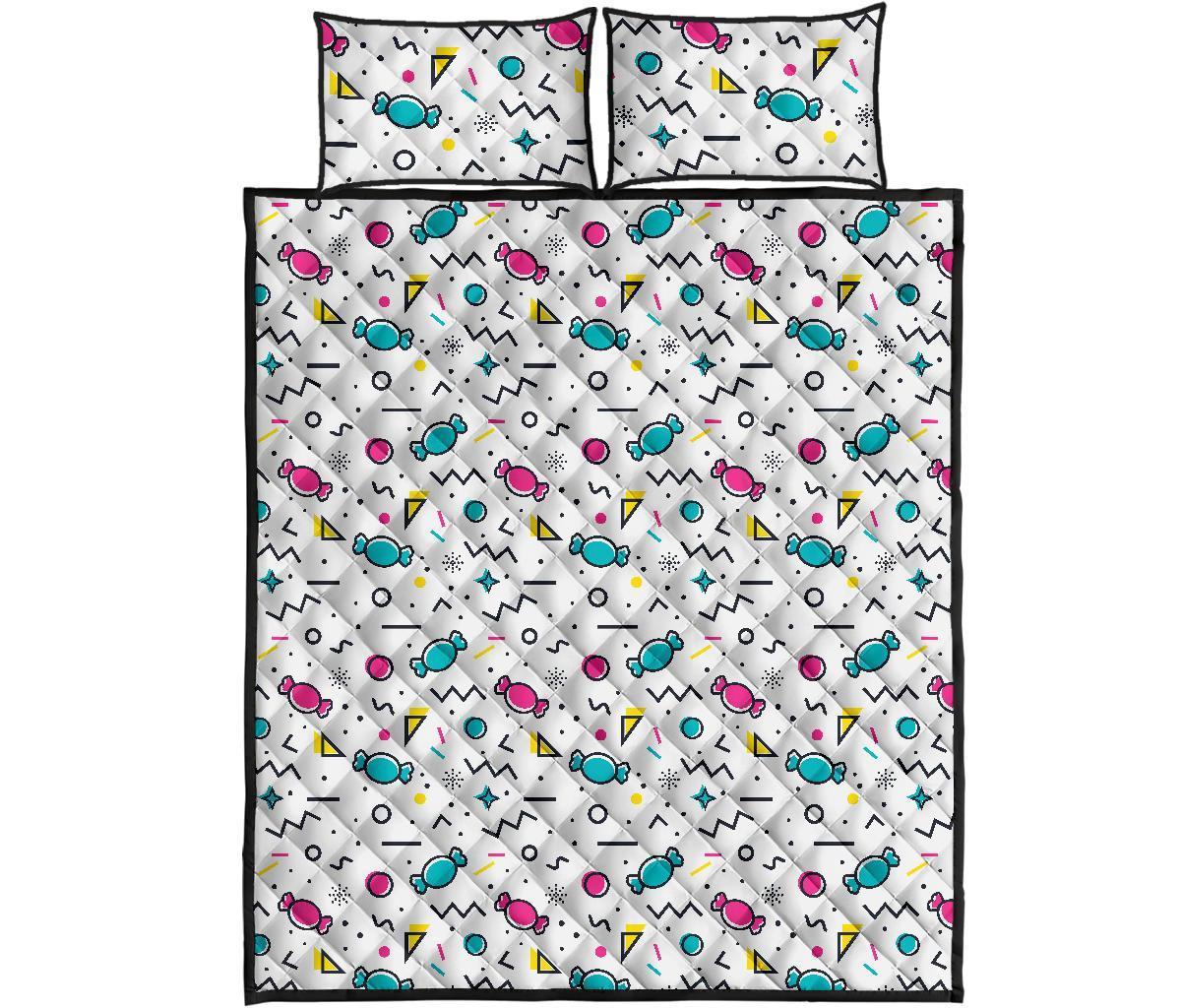 Candy Print Pattern Bed Set Quilt-grizzshop