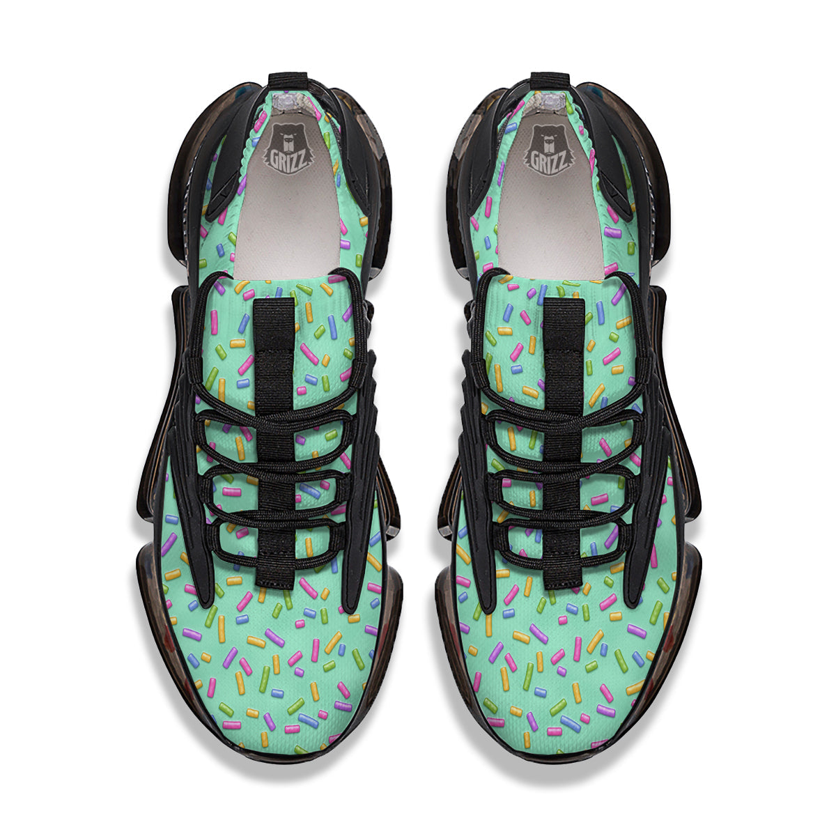 Candy Sprinkles Green Sweet Print Pattern Black Gym Shoes-grizzshop