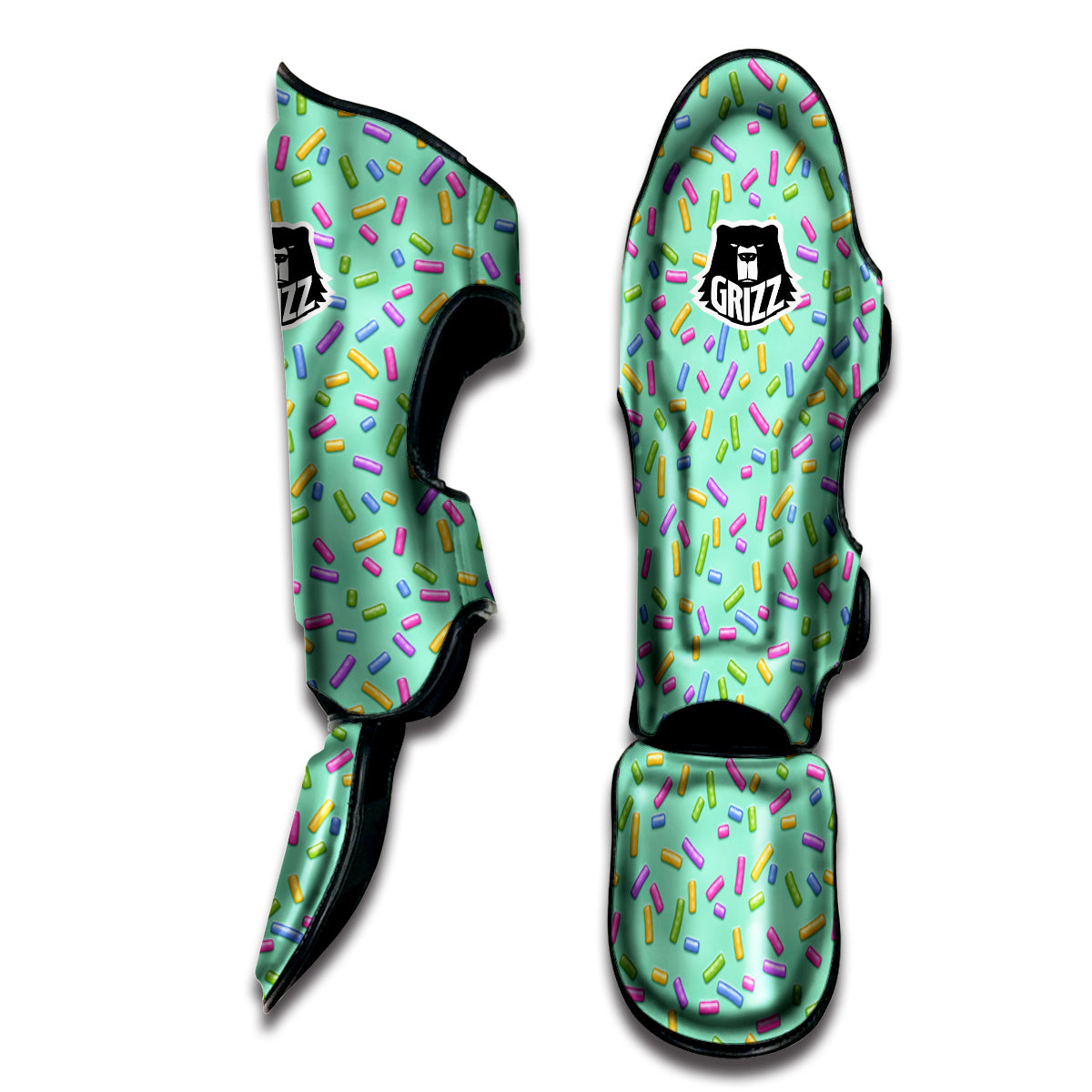 Candy Sprinkles Green Sweet Print Pattern Muay Thai Shin Guards-grizzshop