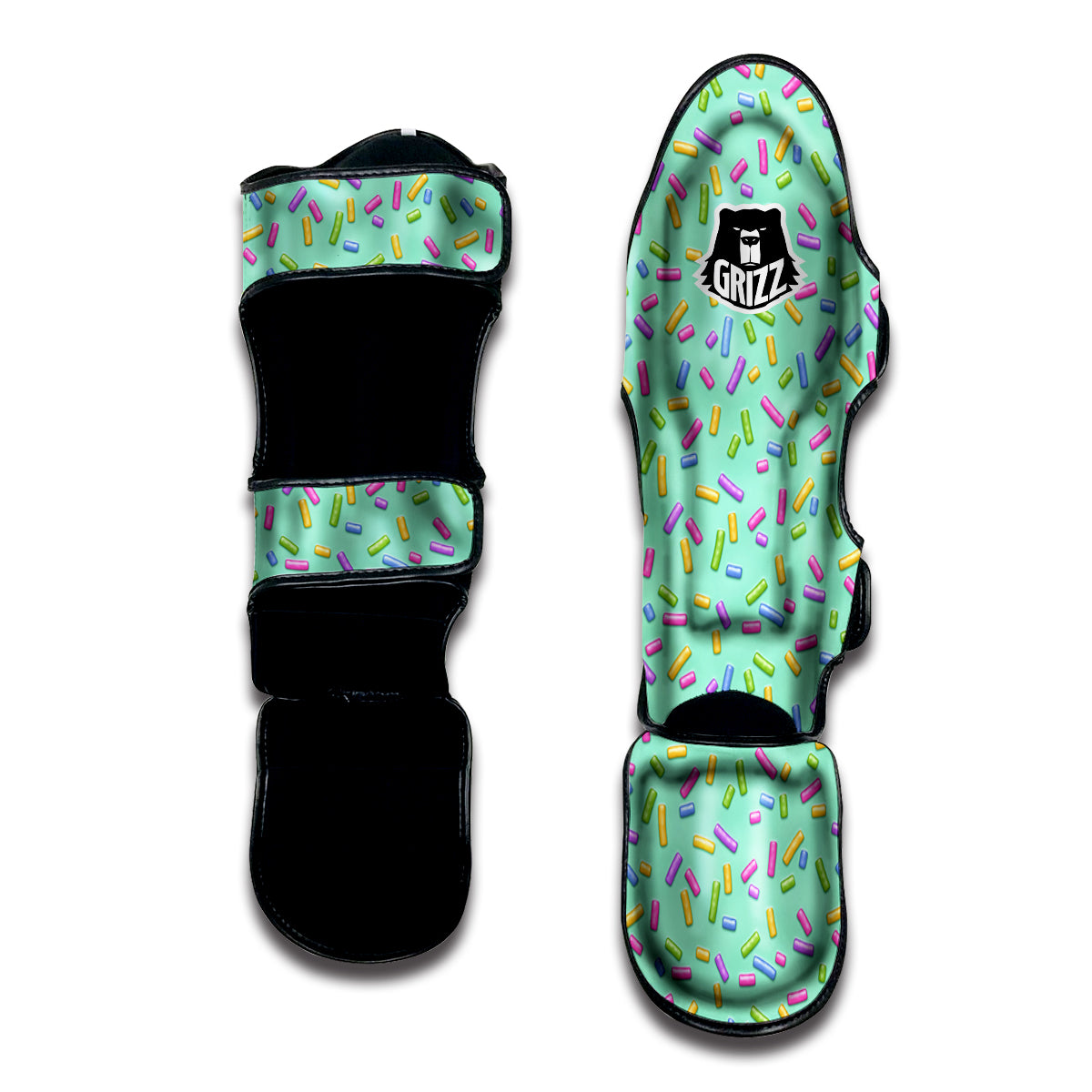 Candy Sprinkles Green Sweet Print Pattern Muay Thai Shin Guards-grizzshop