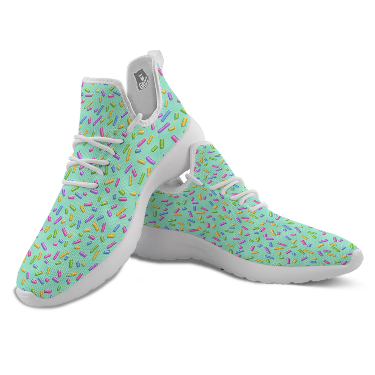 Candy Sprinkles Green Sweet Print Pattern White Athletic Shoes-grizzshop