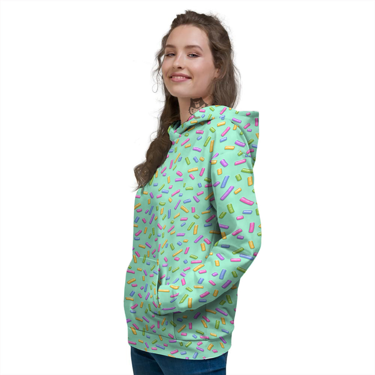 Candy Sprinkles Green Sweet Print Pattern Women's Hoodie-grizzshop