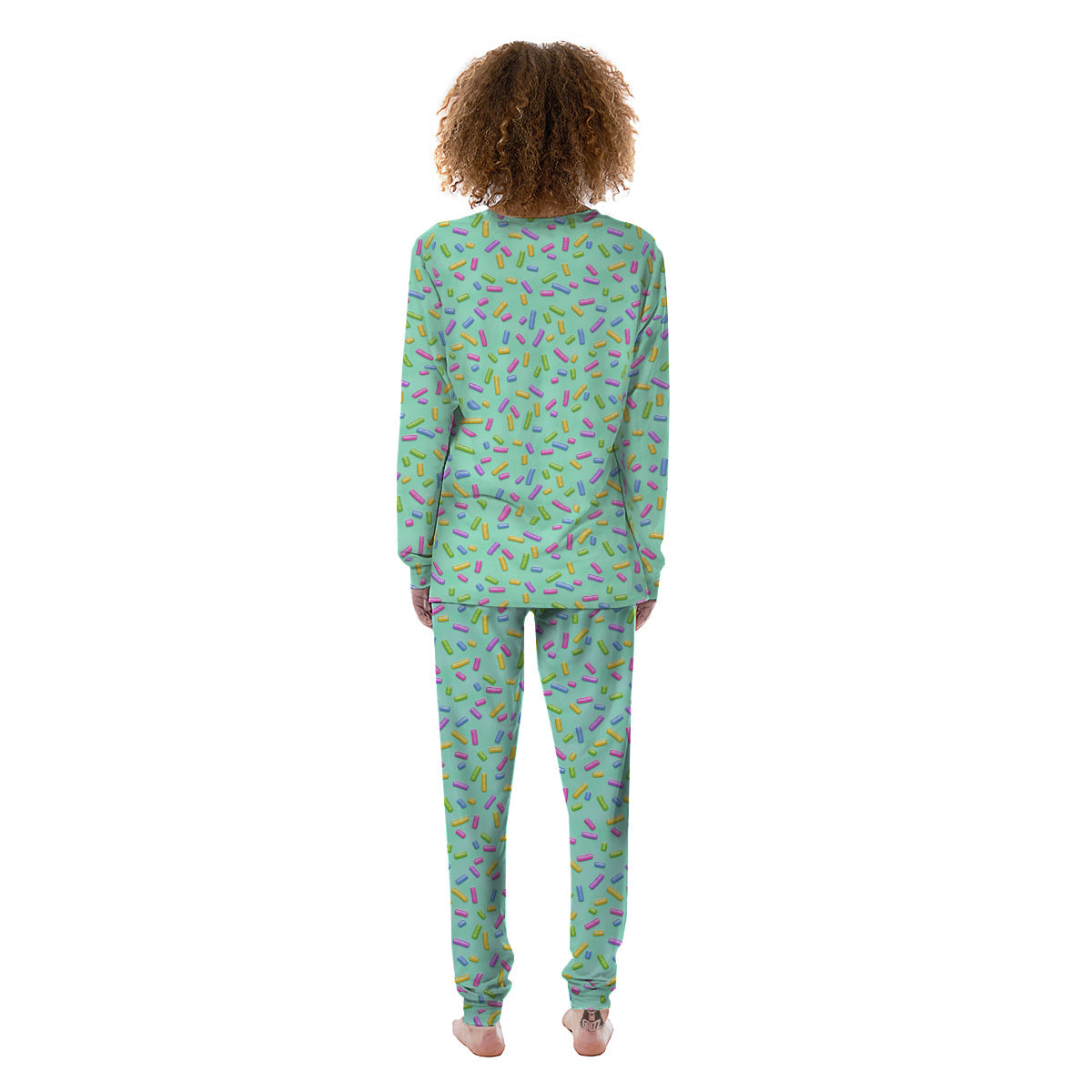 Candy Sprinkles Green Sweet Print Pattern Women's Pajamas-grizzshop