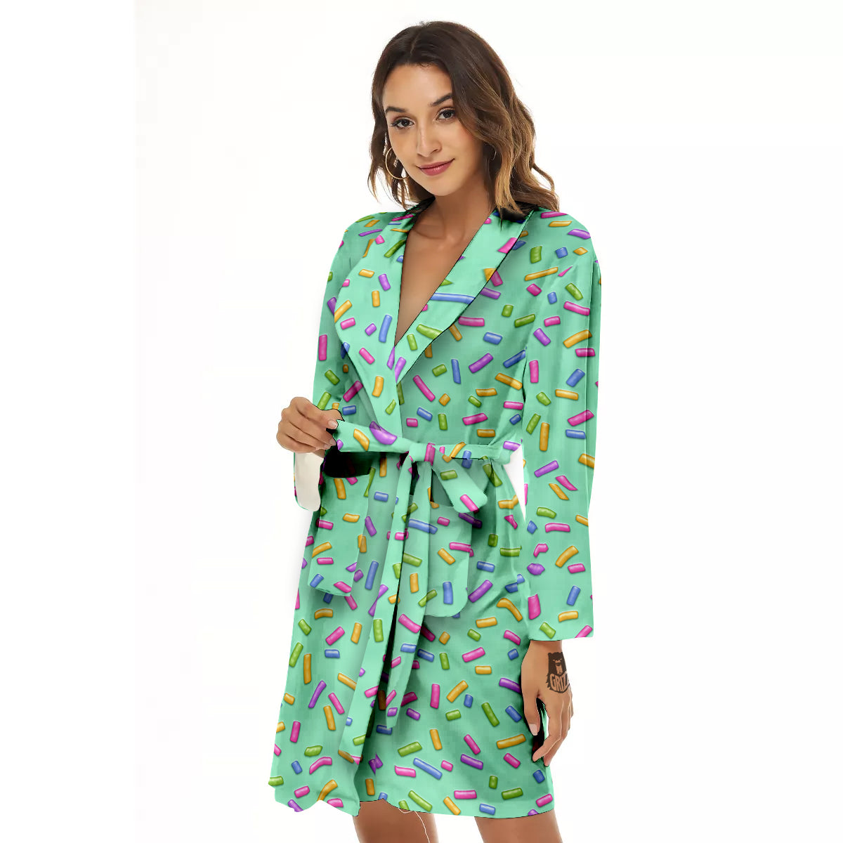 Candy Sprinkles Green Sweet Print Pattern Women's Robe-grizzshop
