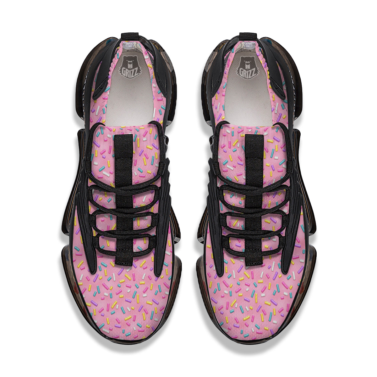 Candy Sprinkles Sweet Pink Print Pattern Black Gym Shoes-grizzshop