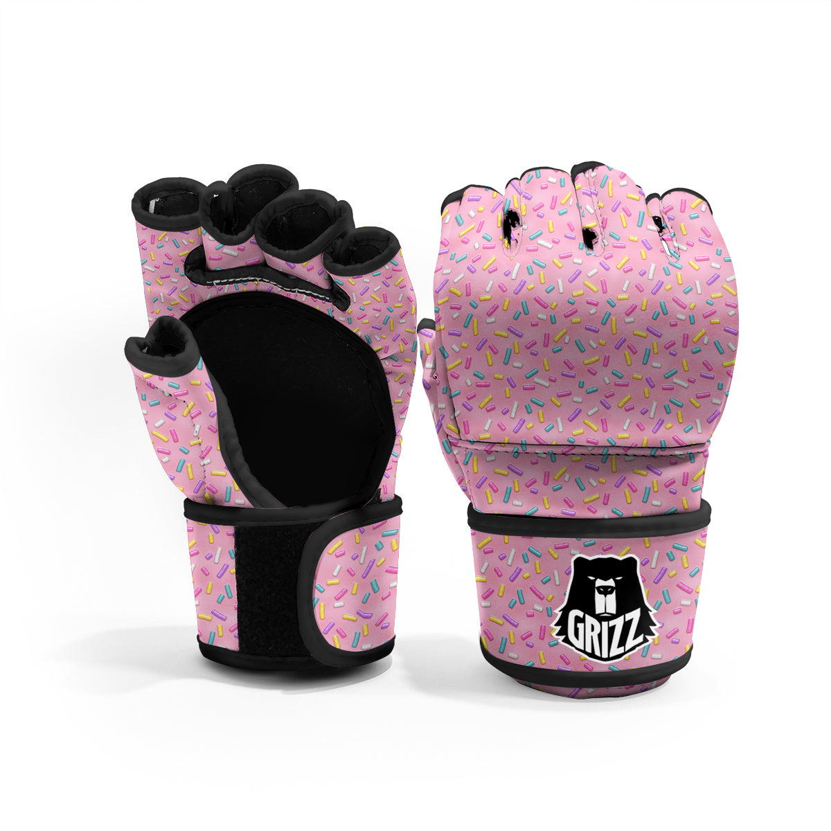 Candy Sprinkles Sweet Pink Print Pattern MMA Gloves-grizzshop