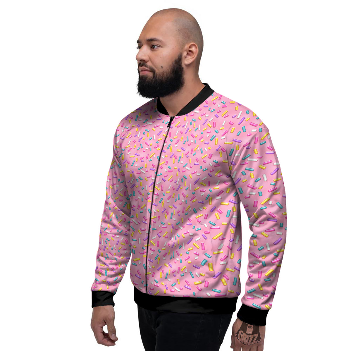 Candy Sprinkles Sweet Pink Print Pattern Men's Bomber Jacket-grizzshop