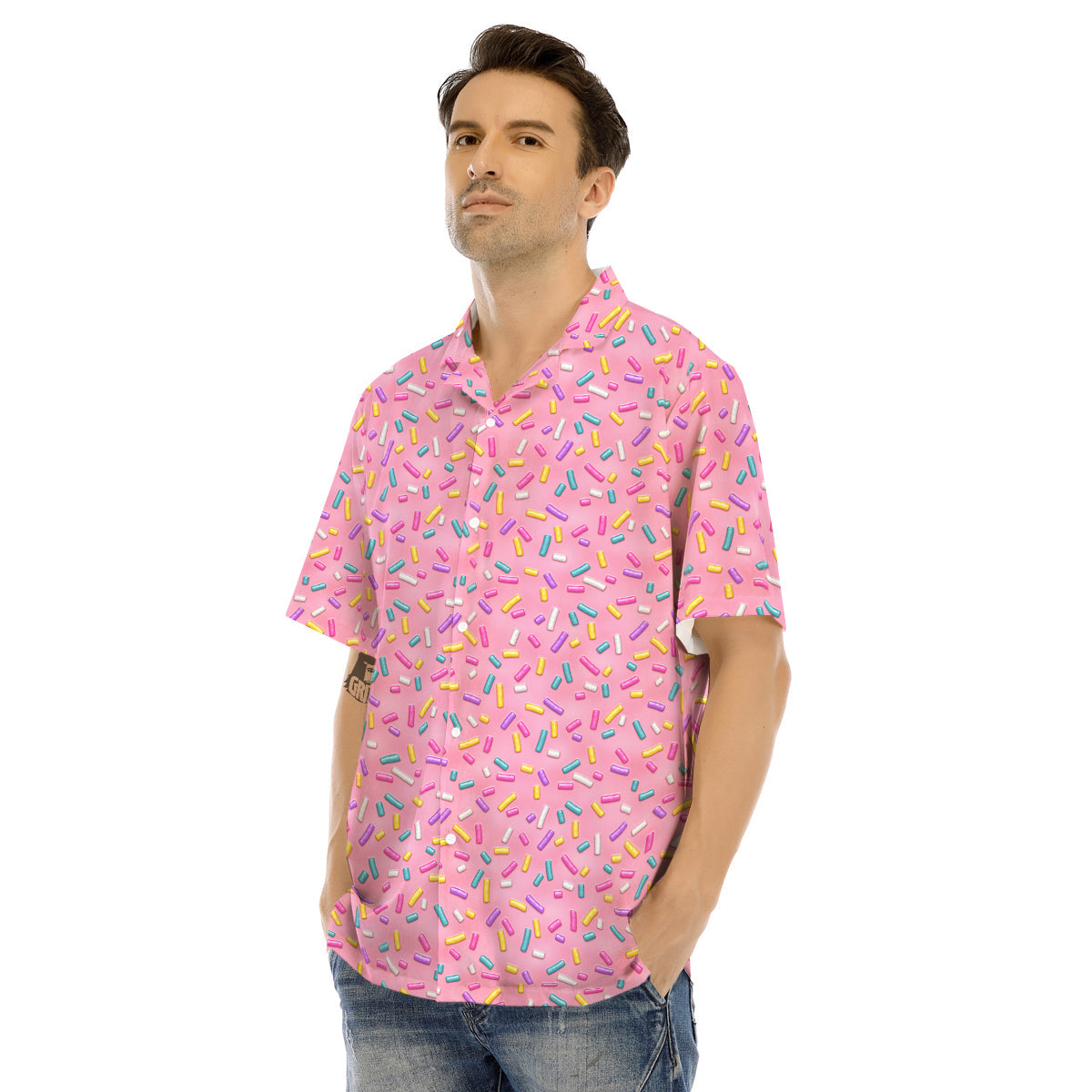 Candy Sprinkles Sweet Pink Print Pattern Men's Hawaiian Shirt-grizzshop