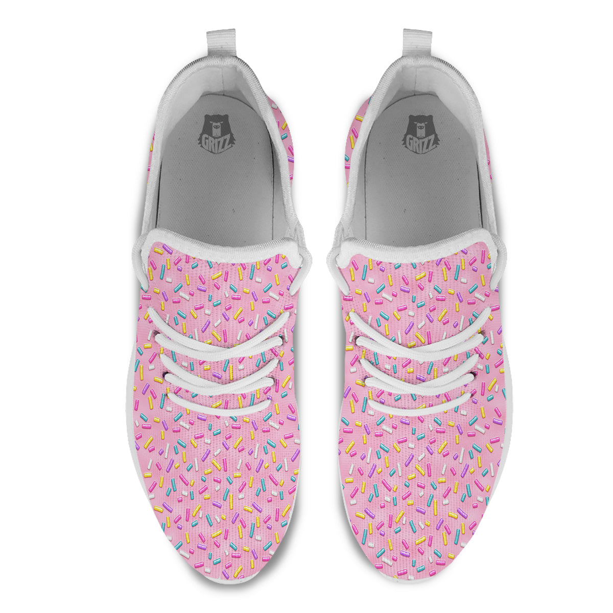 Candy Sprinkles Sweet Pink Print Pattern White Athletic Shoes-grizzshop