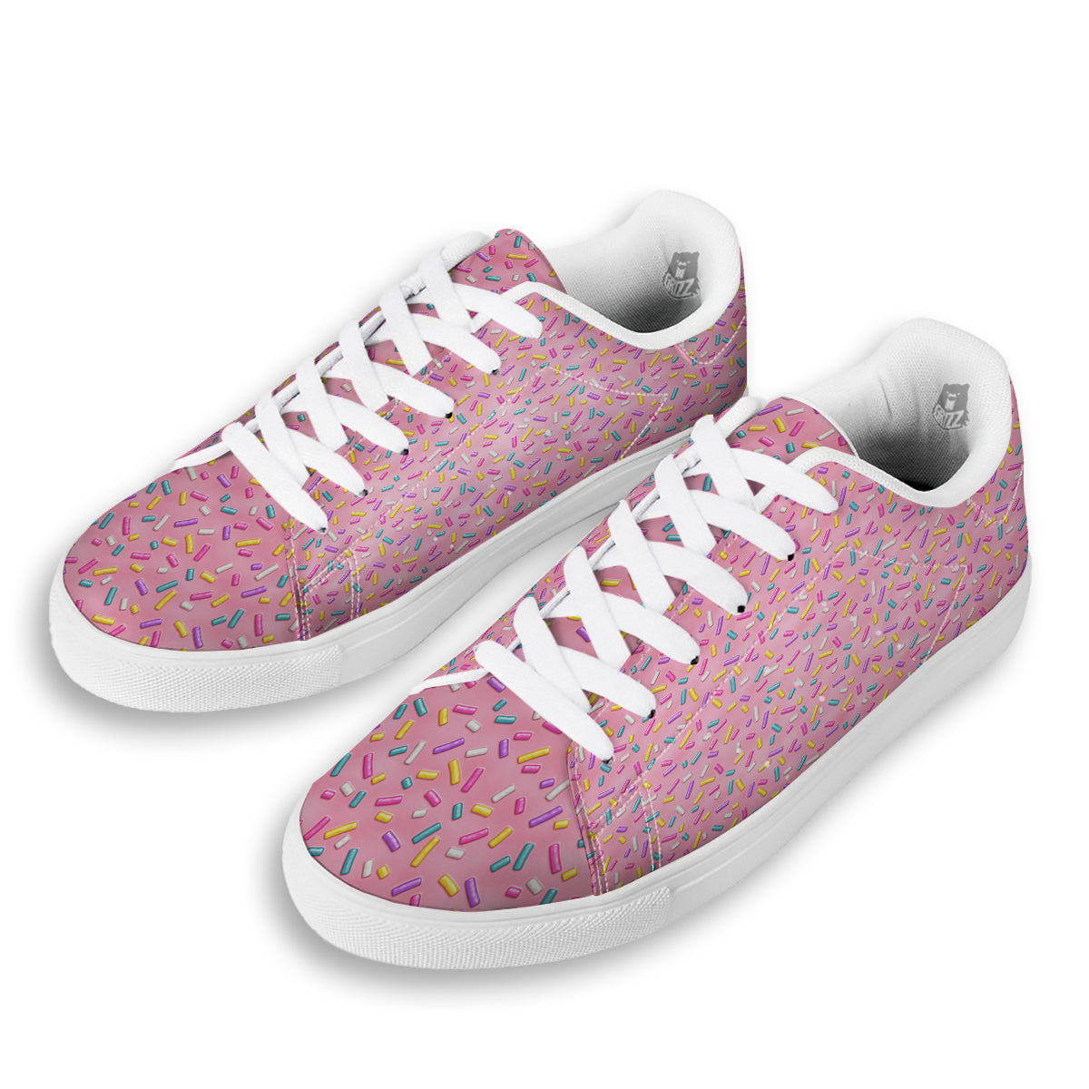 Candy Sprinkles Sweet Pink Print Pattern White Low Top Sneakers-grizzshop
