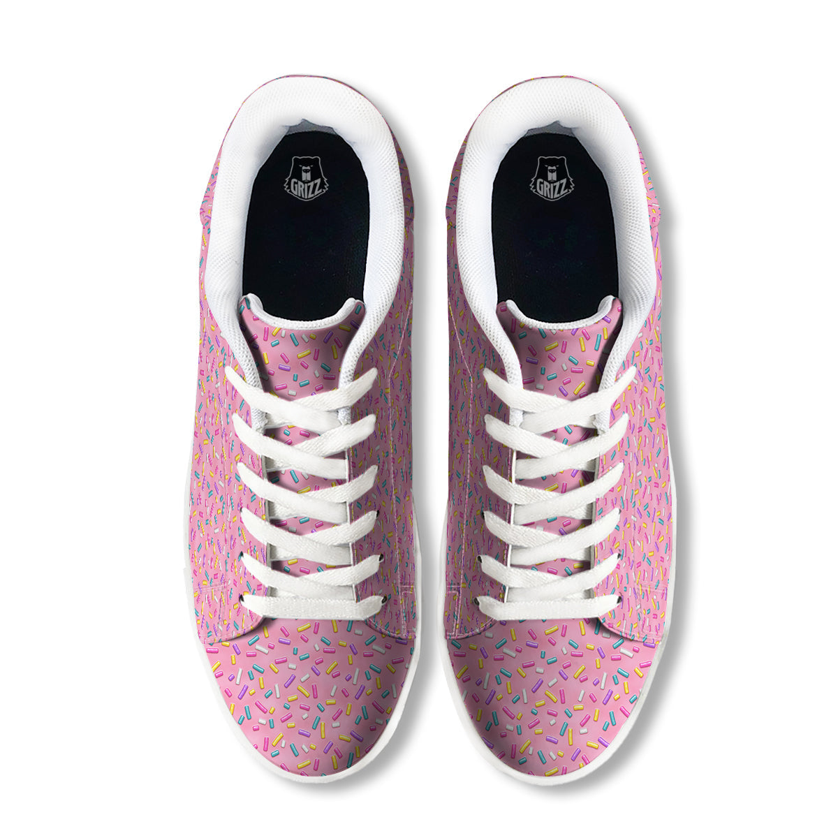 Candy Sprinkles Sweet Pink Print Pattern White Low Top Sneakers-grizzshop