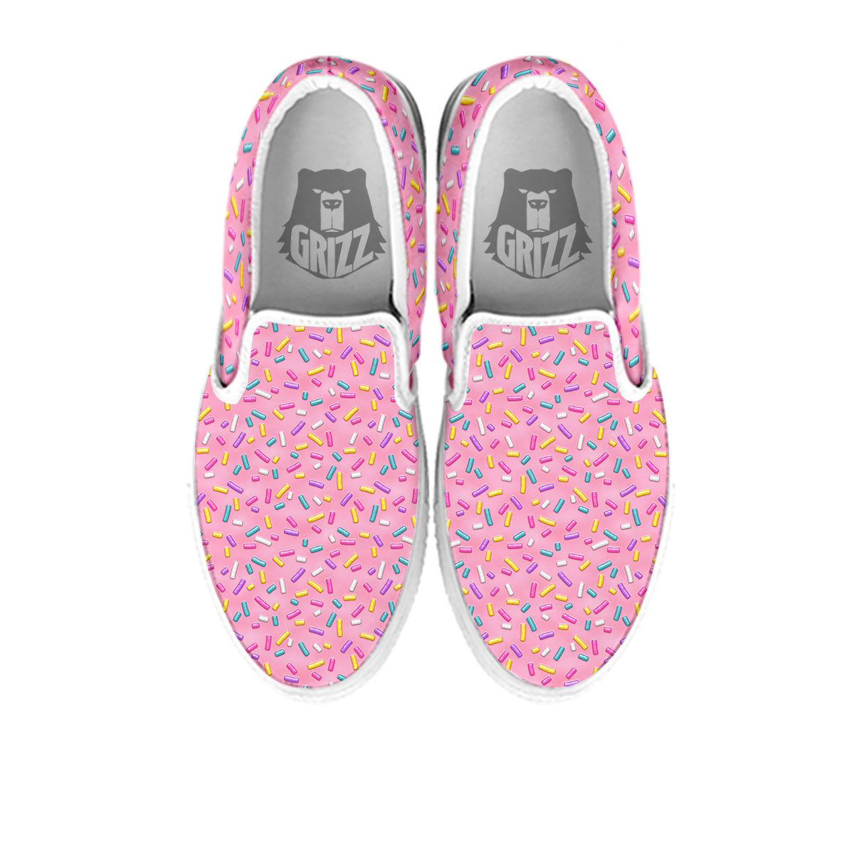 Candy Sprinkles Sweet Pink Print Pattern White Slip On Shoes-grizzshop