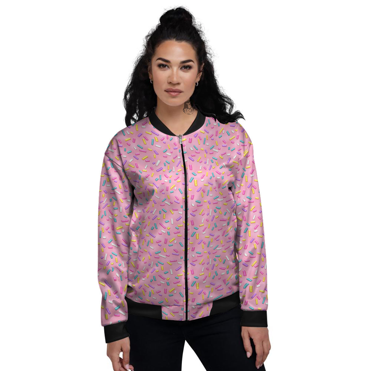 Candy Sprinkles Sweet Pink Print Pattern Women's Bomber Jacket-grizzshop