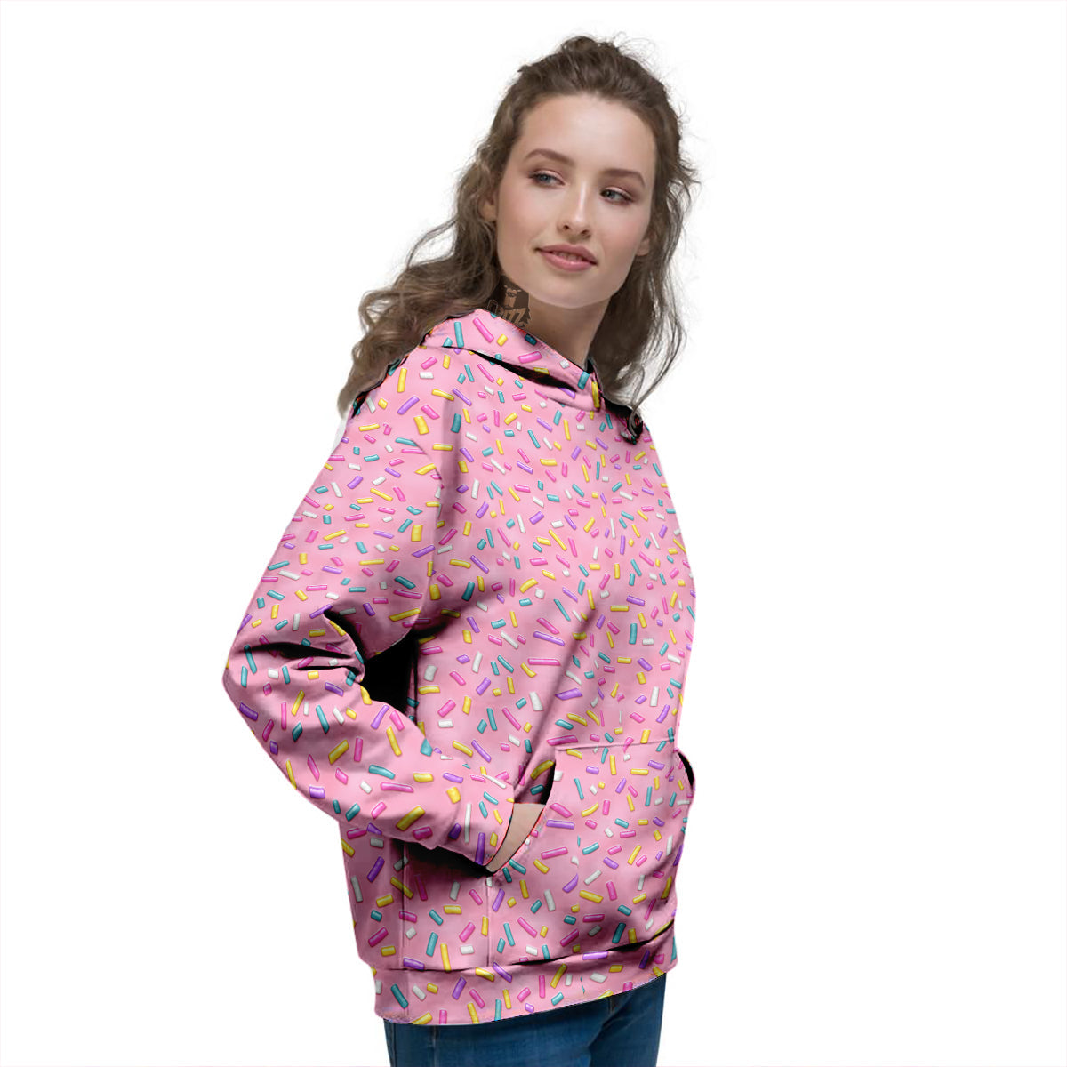 Candy Sprinkles Sweet Pink Print Pattern Women's Hoodie-grizzshop
