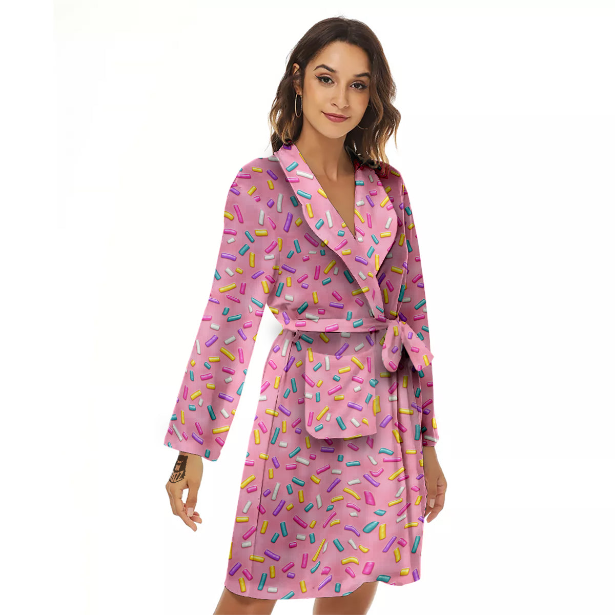 Candy Sprinkles Sweet Pink Print Pattern Women's Robe-grizzshop