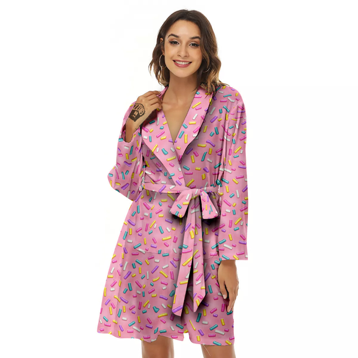 Candy Sprinkles Sweet Pink Print Pattern Women's Robe-grizzshop