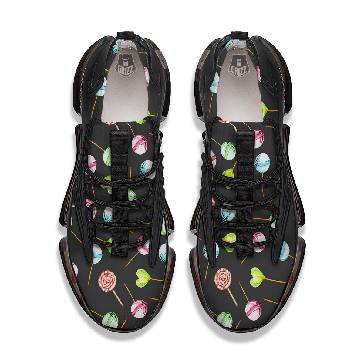 Candy Sweet Print Pattern Black Gym Shoes-grizzshop