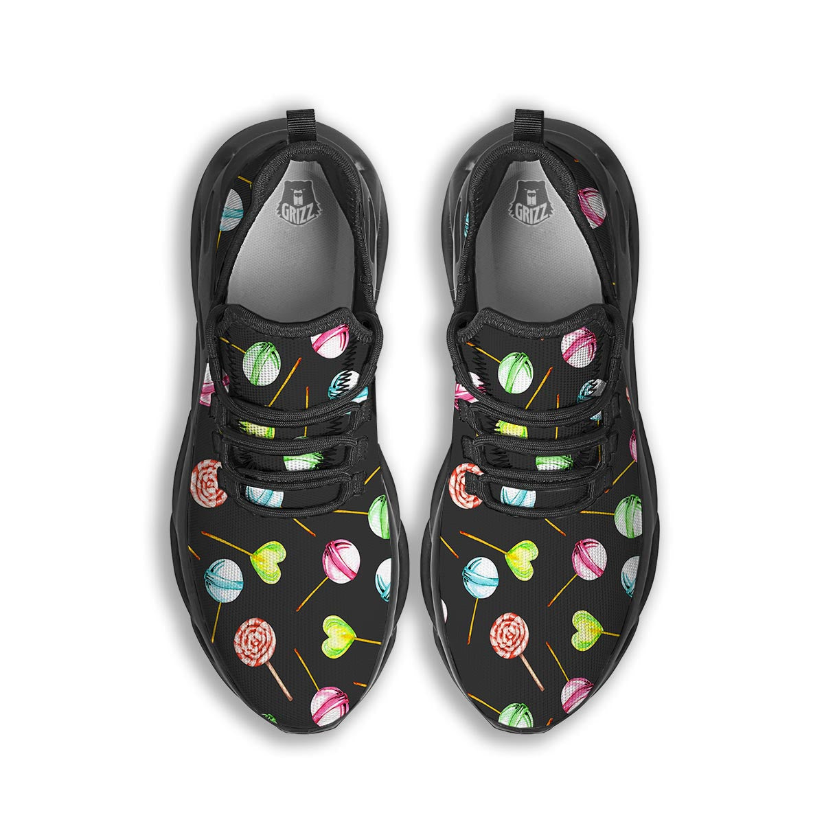 Candy Sweet Print Pattern Black Running Shoes-grizzshop
