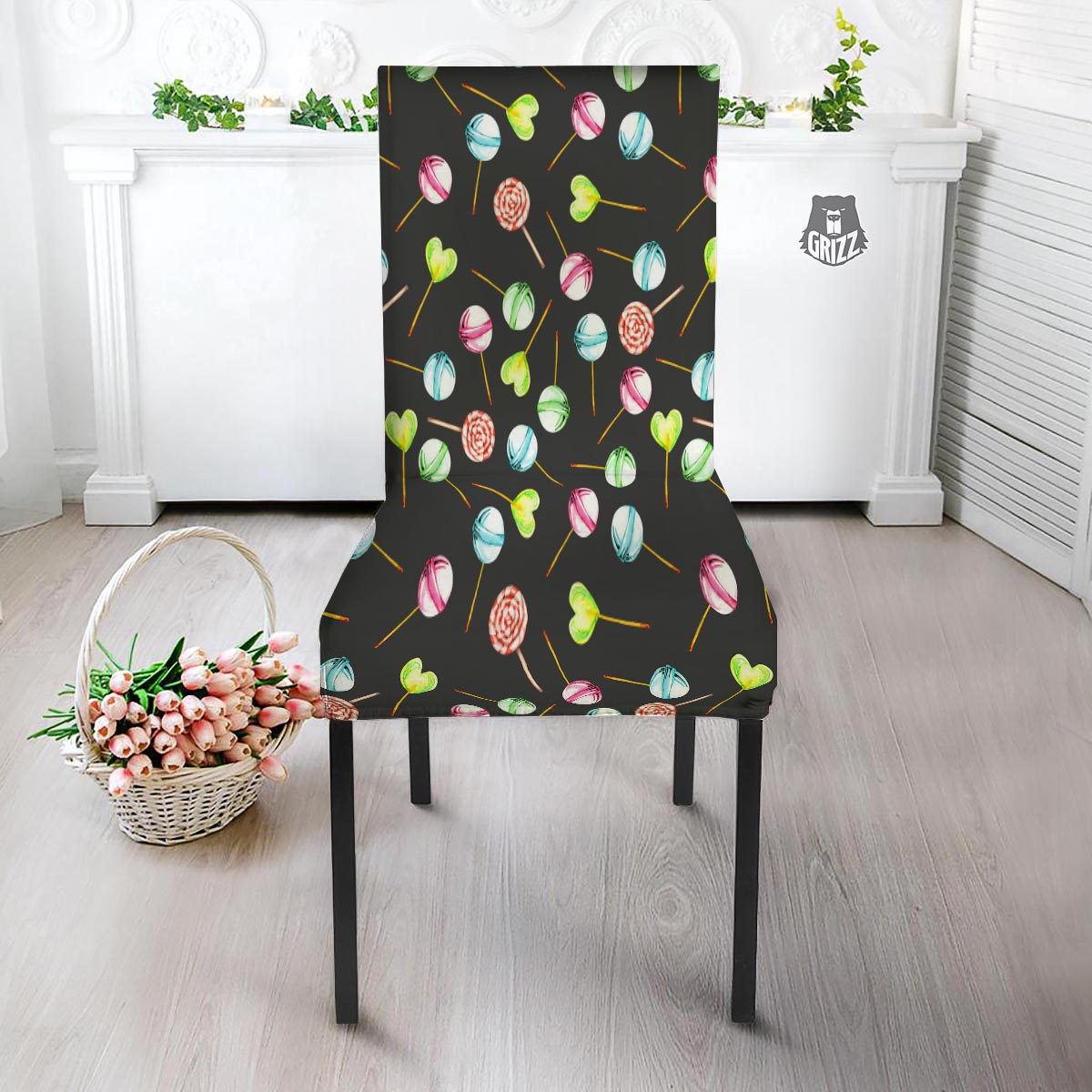 Candy Sweet Print Pattern Dining Chair Slipcover-grizzshop