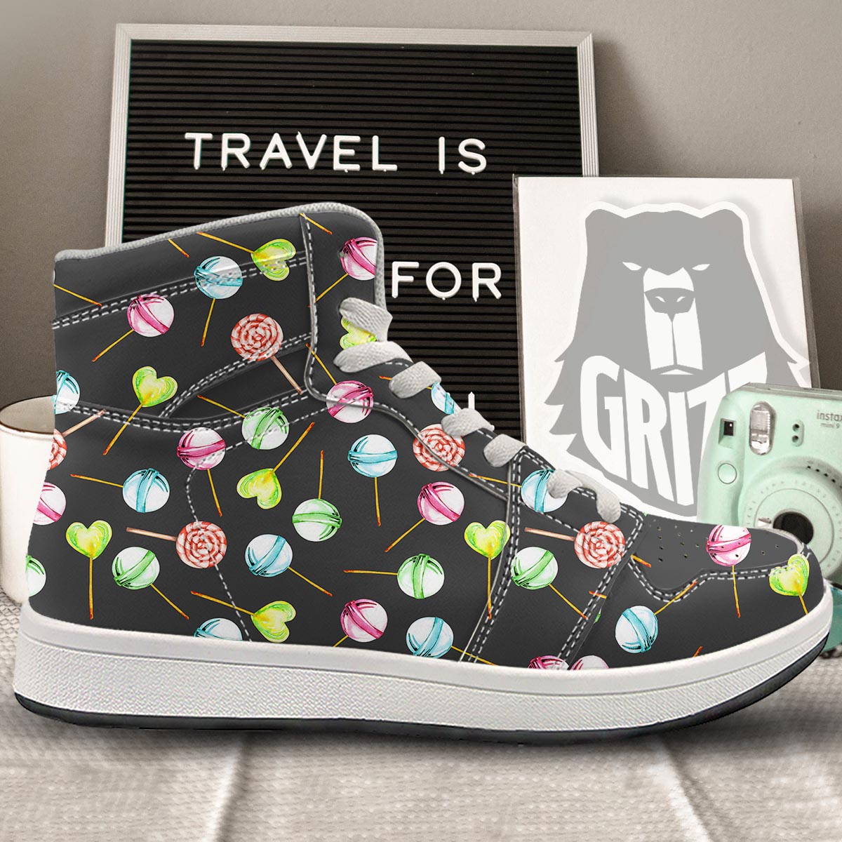 Candy Sweet Print Pattern High Top Sneakers-grizzshop