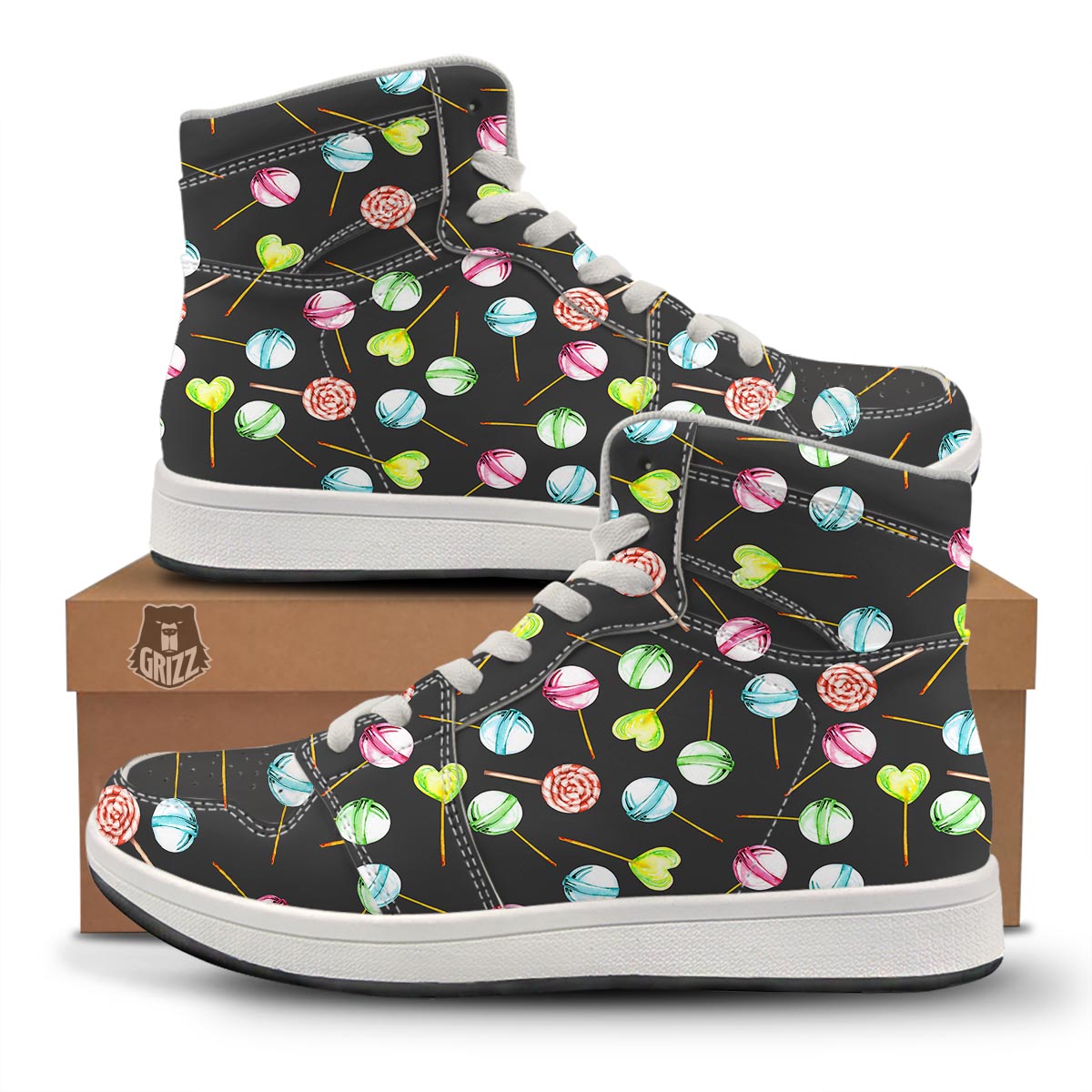 Candy Sweet Print Pattern High Top Sneakers-grizzshop