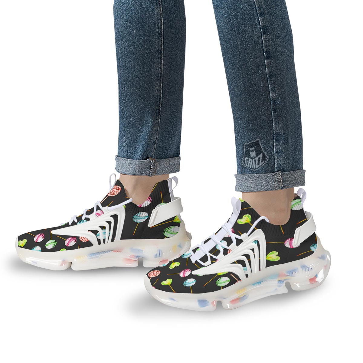 Candy Sweet Print Pattern White Gym Shoes-grizzshop