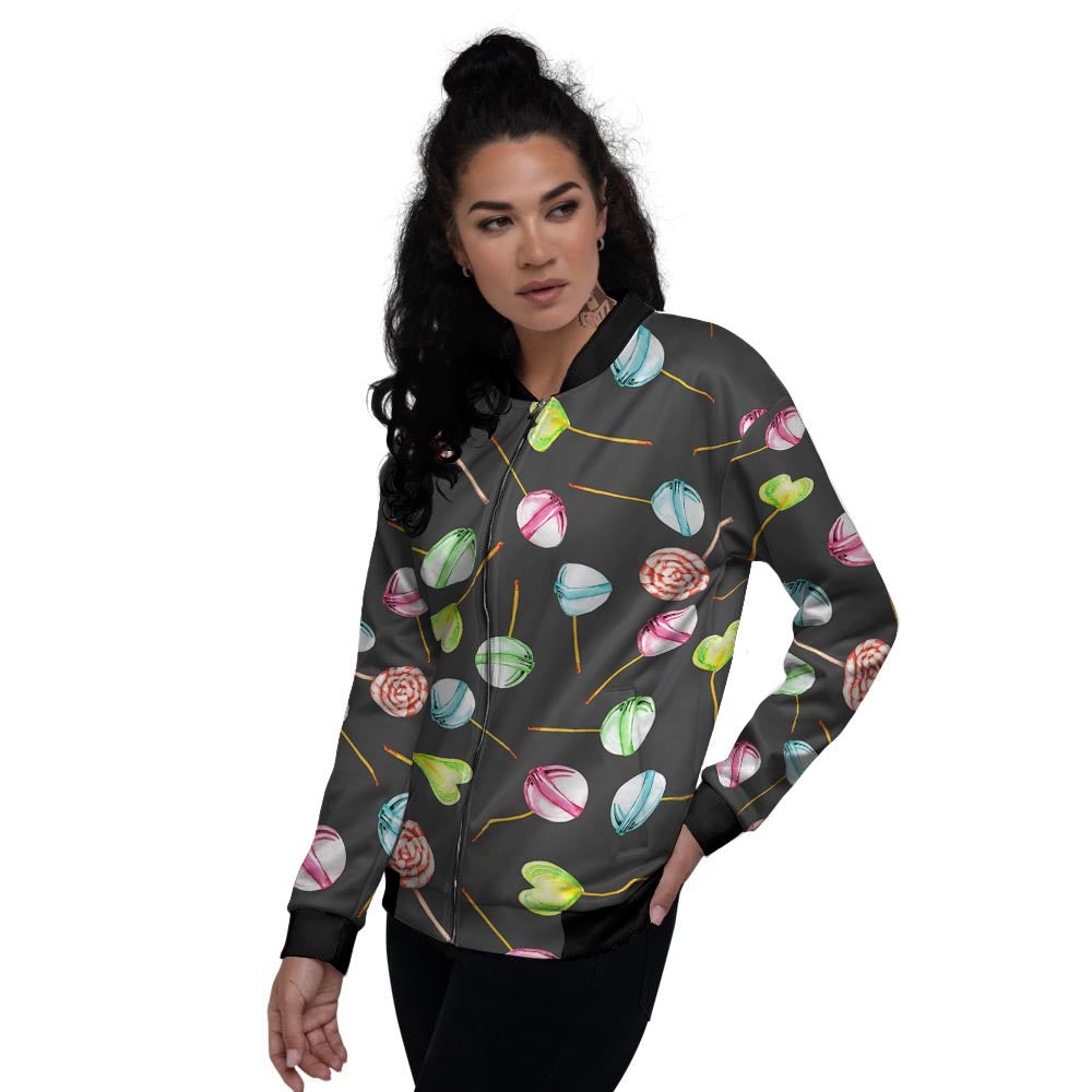 Candy Sweet Print Pattern Women's Bomber Jacket-grizzshop