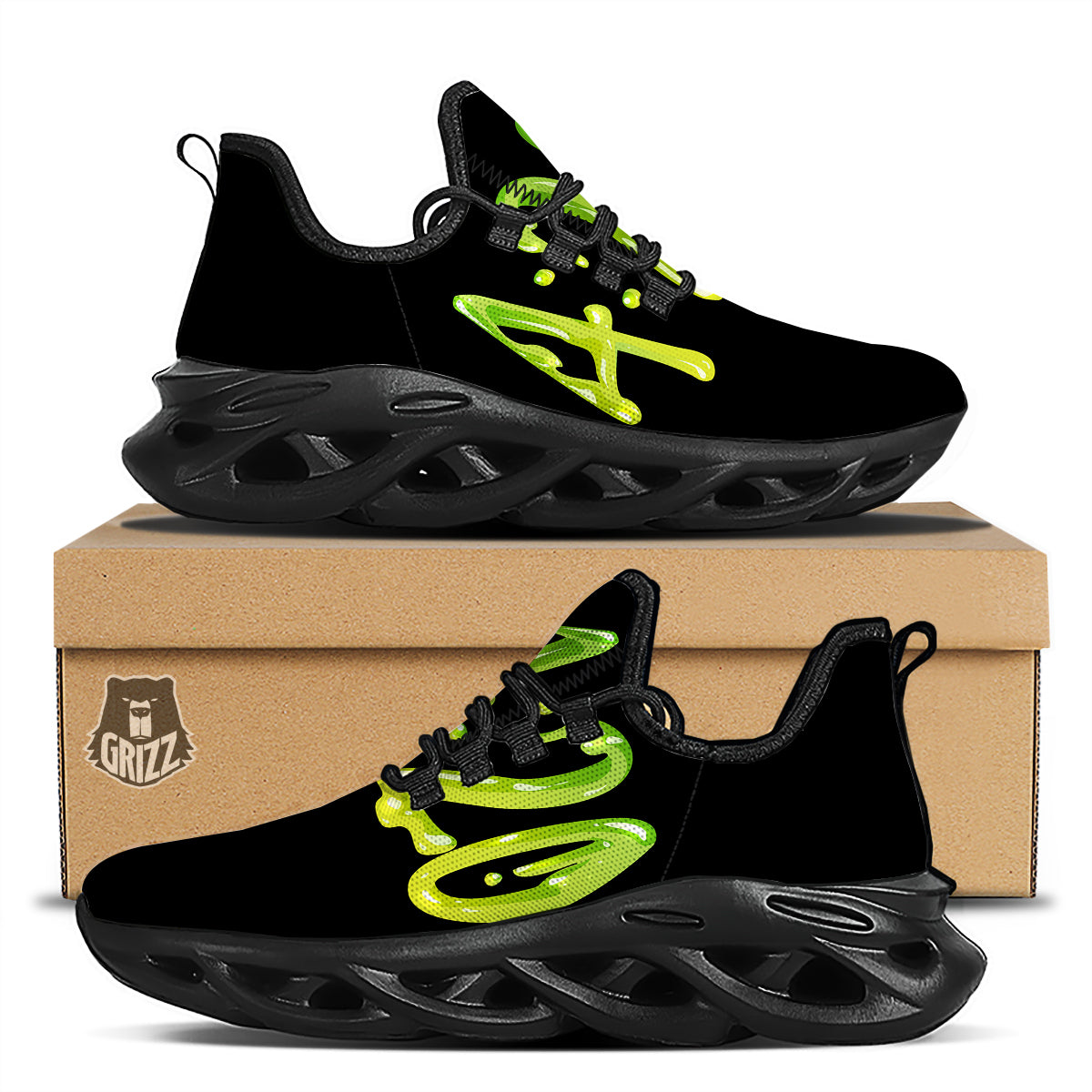 Cannabis Day 420 Print Black Running Shoes-grizzshop