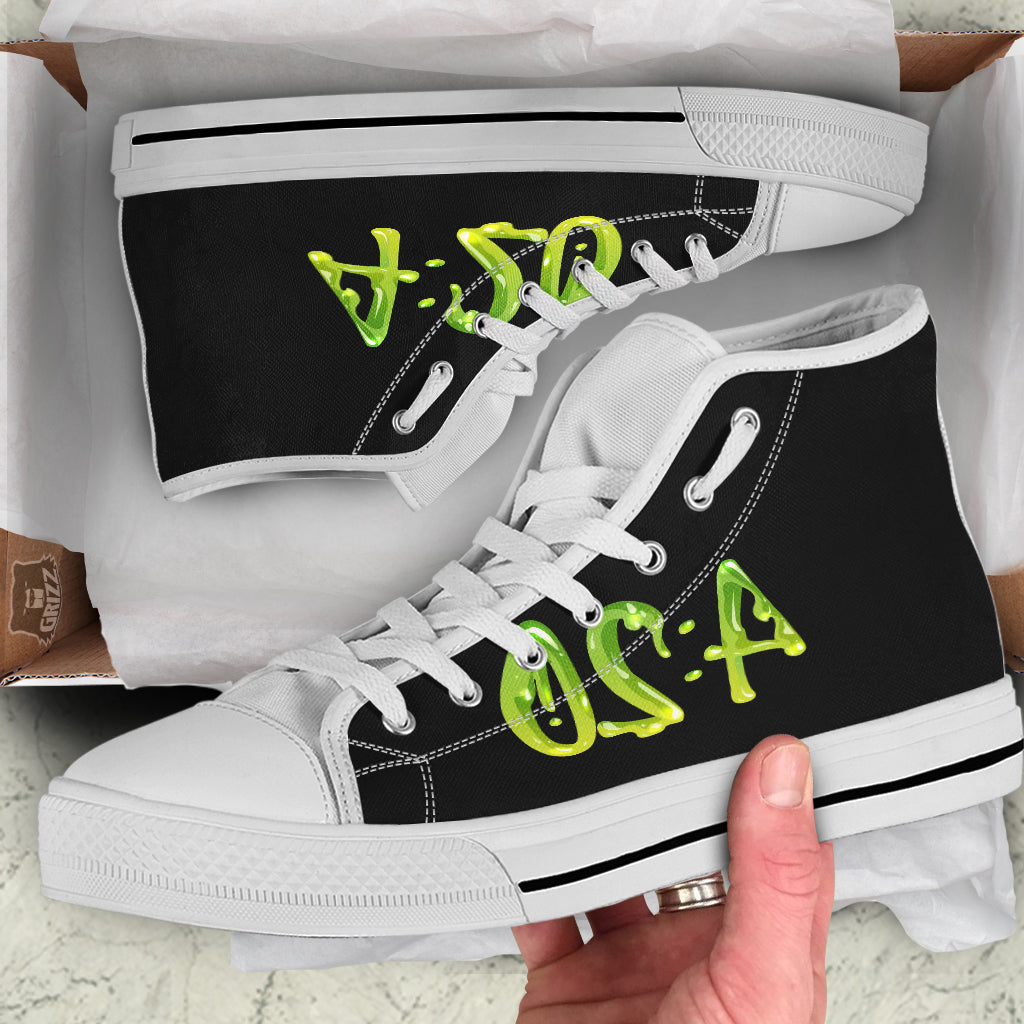 Cannabis Day 420 Print White High Top Shoes-grizzshop