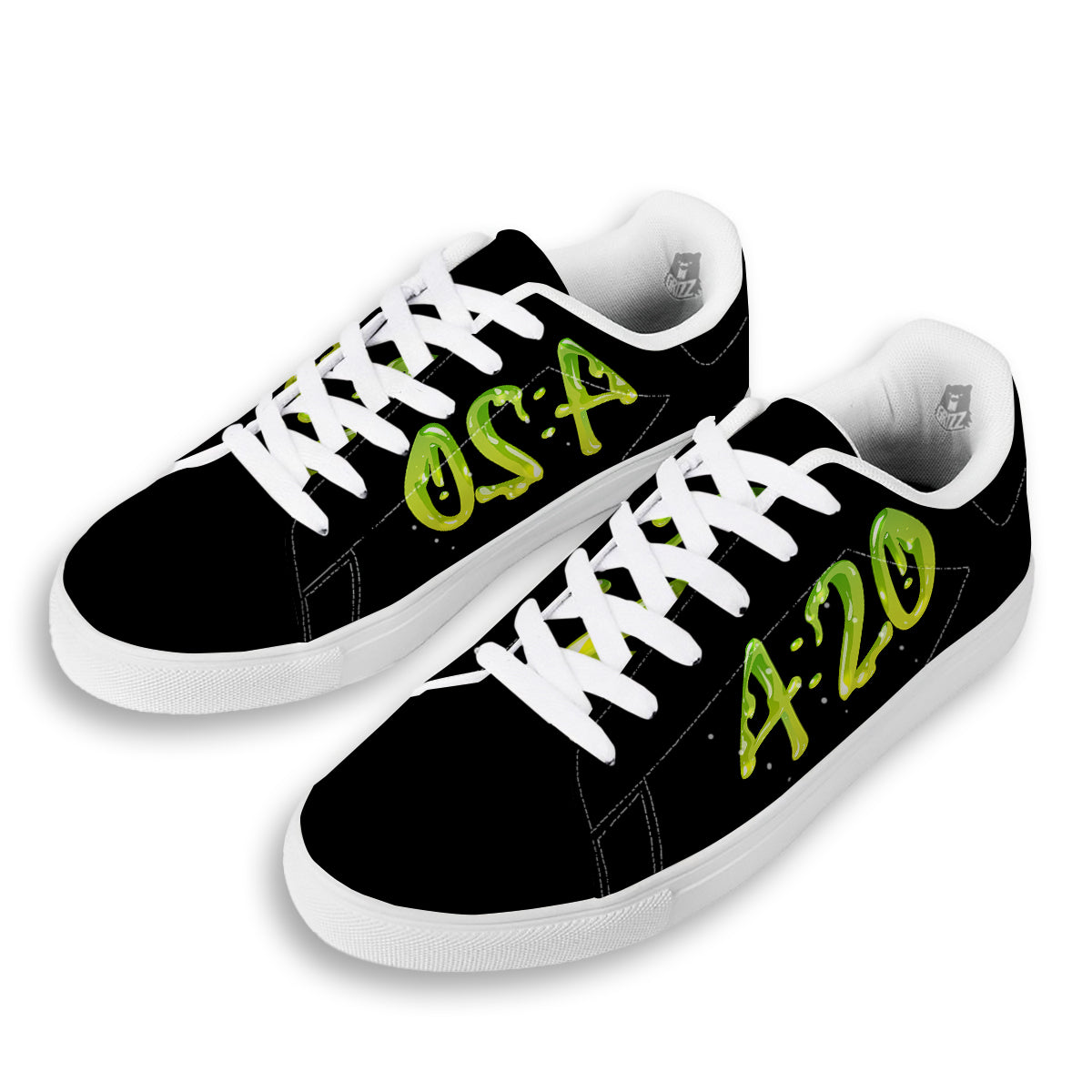 Cannabis Day 420 Print White Low Top Sneakers-grizzshop