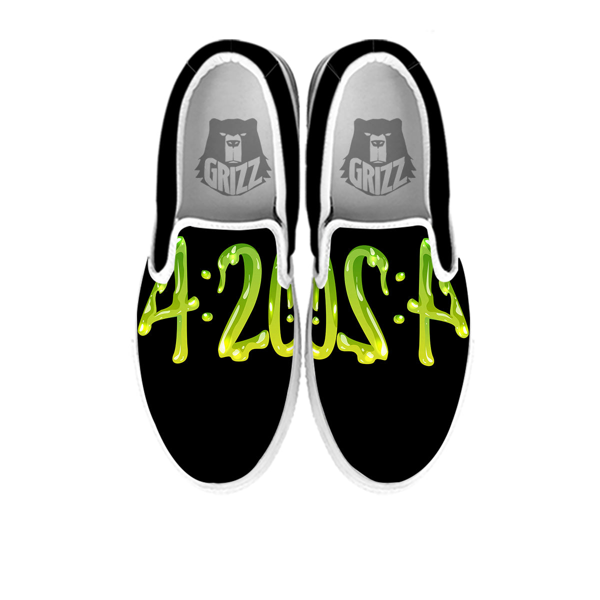 Cannabis Day 420 Print White Slip On Shoes-grizzshop