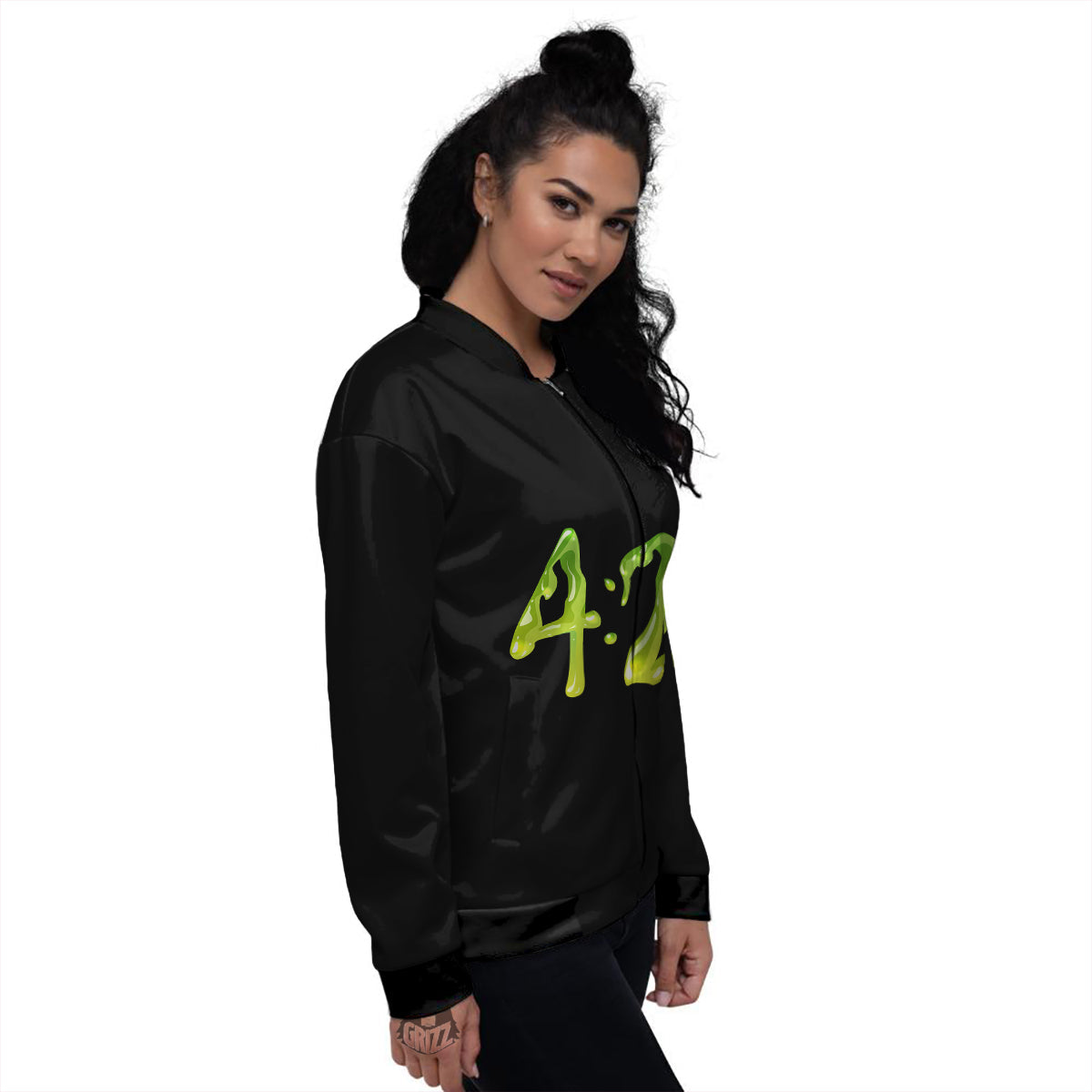 Cannabis Day 420 Print Women's Bomber Jacket-grizzshop