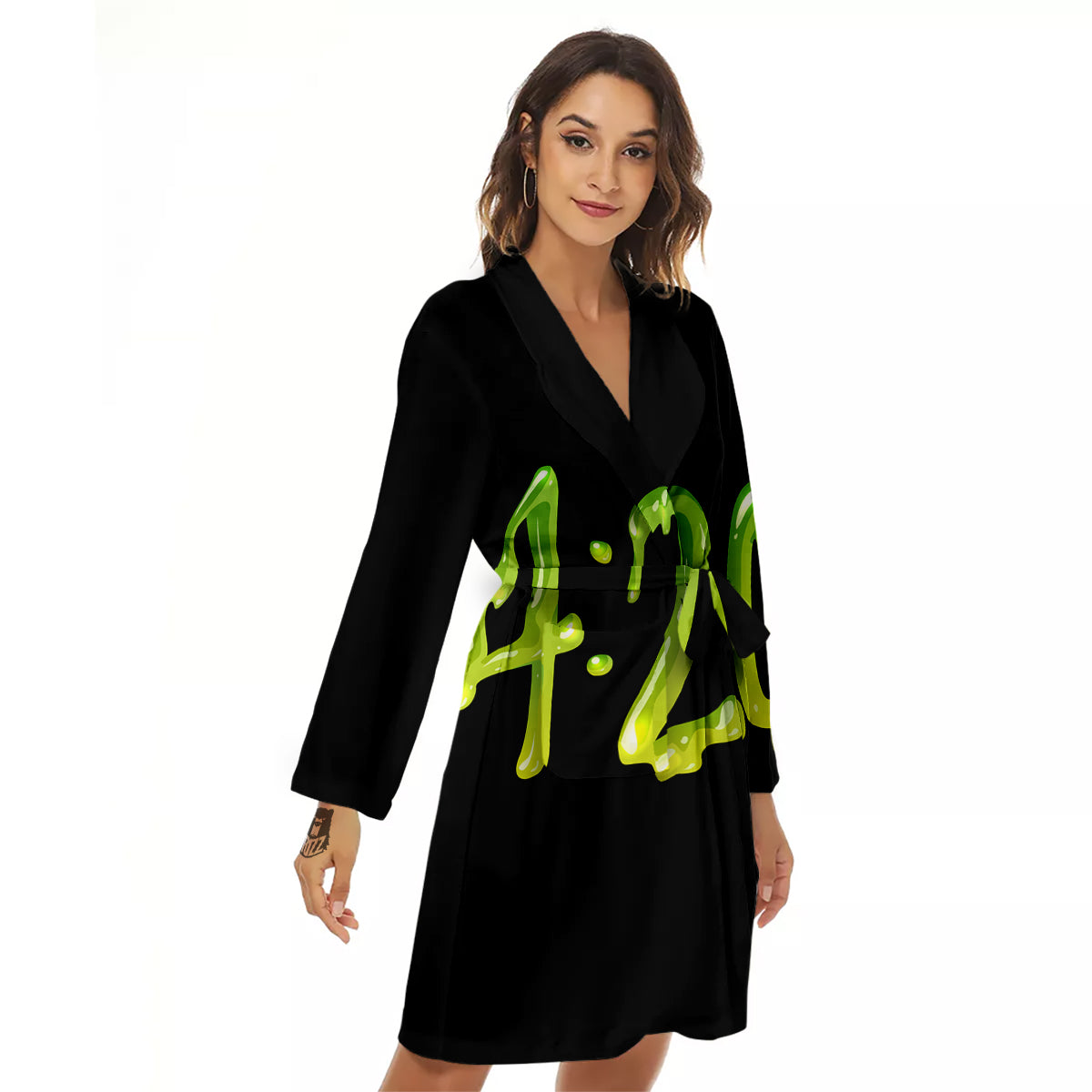 Cannabis Day 420 Print Women's Robe-grizzshop