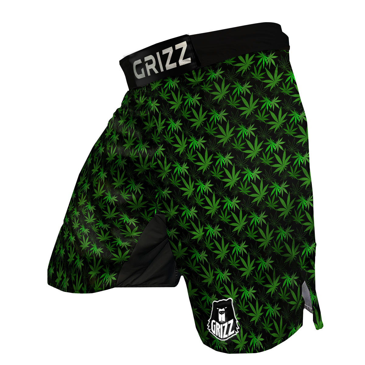 Cannabis Leaf Black And Green Print MMA Shorts-grizzshop