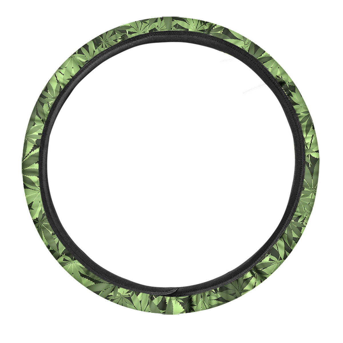 Cannabis Leaf Green Print Pattern Car Steering Wheel Cover-grizzshop