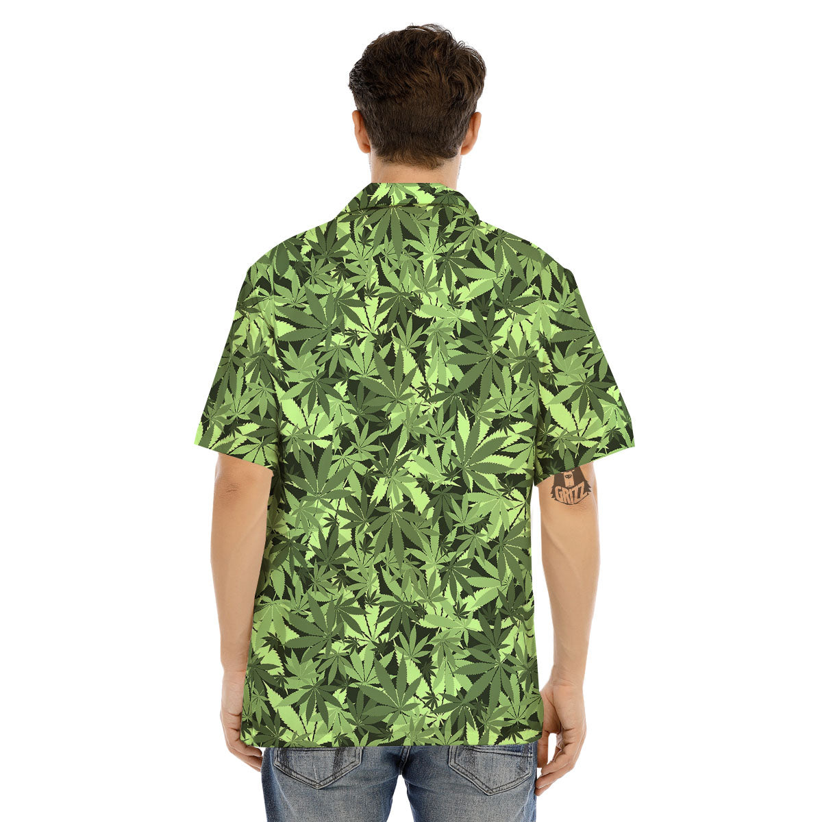 Cannabis Leaf Green Print Pattern Men's Hawaiian Shirt-grizzshop