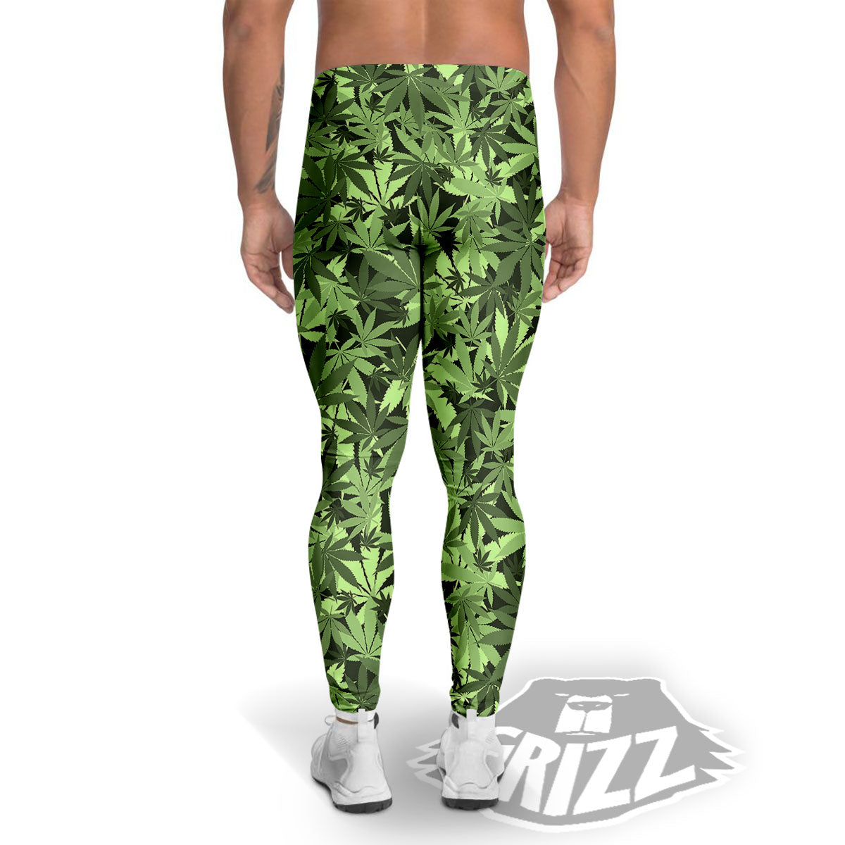 Cannabis Leaf Green Print Pattern Men's Leggings-grizzshop
