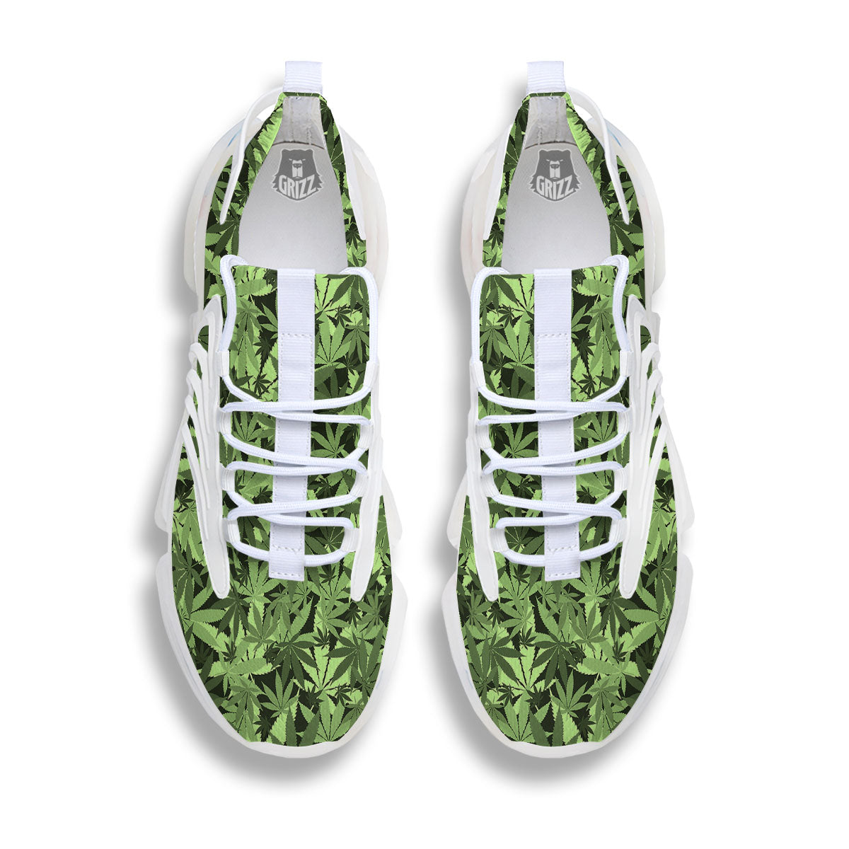 Cannabis Leaf Green Print Pattern White Gym Shoes-grizzshop