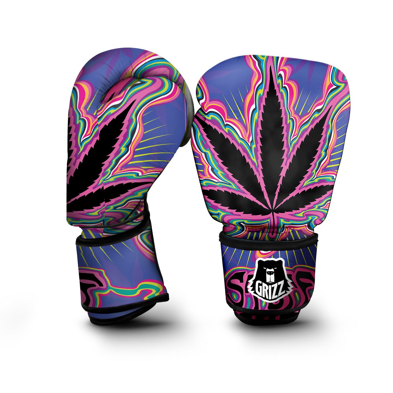 Cannabis Leaf Psychedelic Print Boxing Gloves-grizzshop