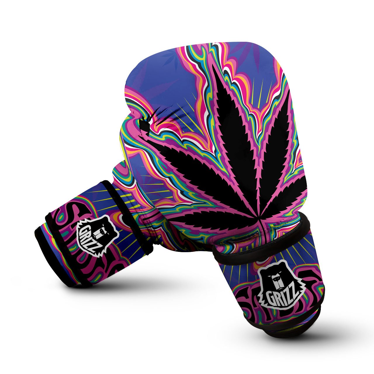 Cannabis Leaf Psychedelic Print Boxing Gloves-grizzshop