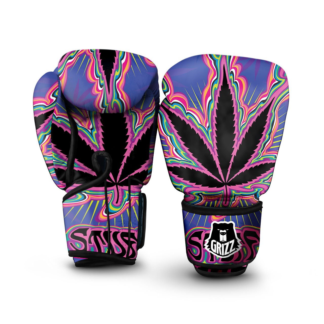 Cannabis Leaf Psychedelic Print Boxing Gloves-grizzshop