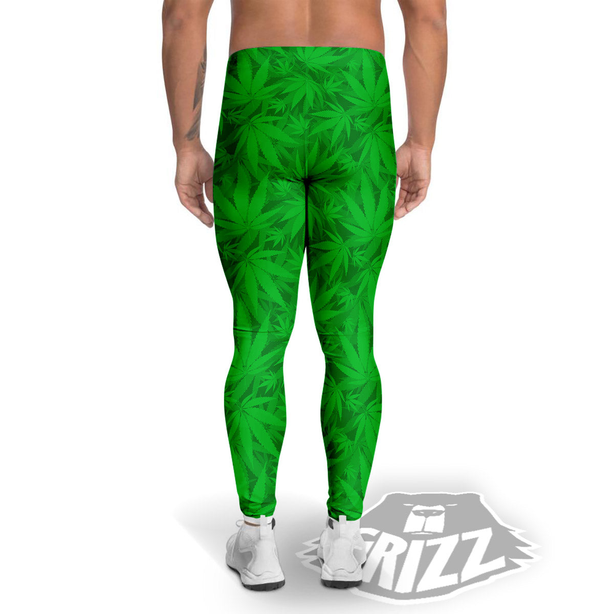 Cannabis Leaves Print Pattern Men's Leggings-grizzshop